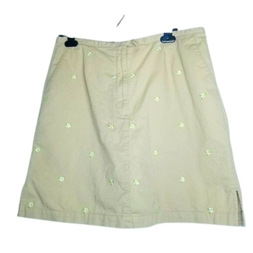 Lizgolf‎ Beige Cotton Skirt Shorts Skorts Embroidered Floral Golf Size 12